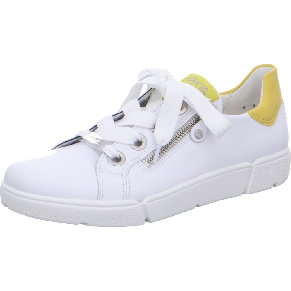 Baskets ARA Trainers Rom Blanche Femme | ANO-74428528