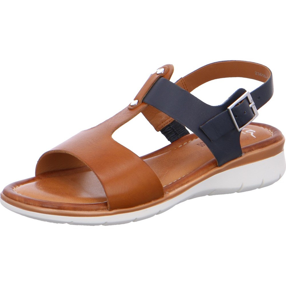 Sandales ARA Kreta cognac-blue Marron Femme | UHN-12243654