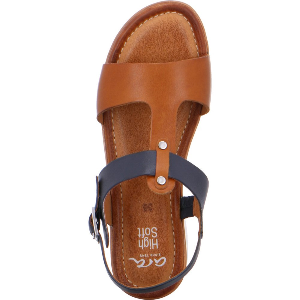 Sandales ARA Kreta cognac-blue Marron Femme | UHN-12243654