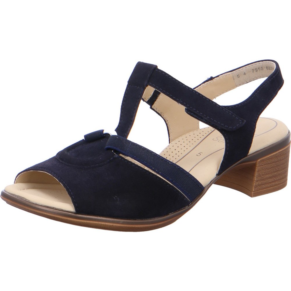 Sandales ARA Heeledals Lugano Bleu Femme | DHL-41892128