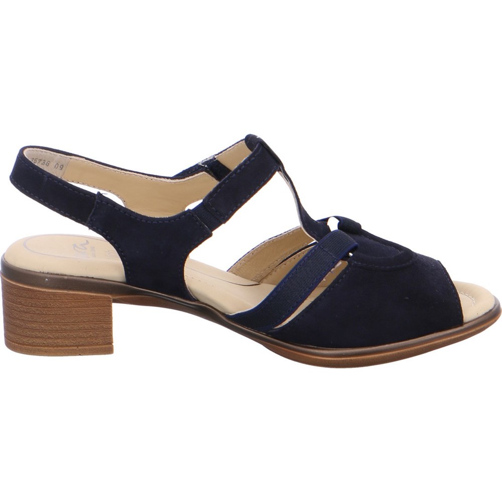 Sandales ARA Heeledals Lugano Bleu Femme | DHL-41892128