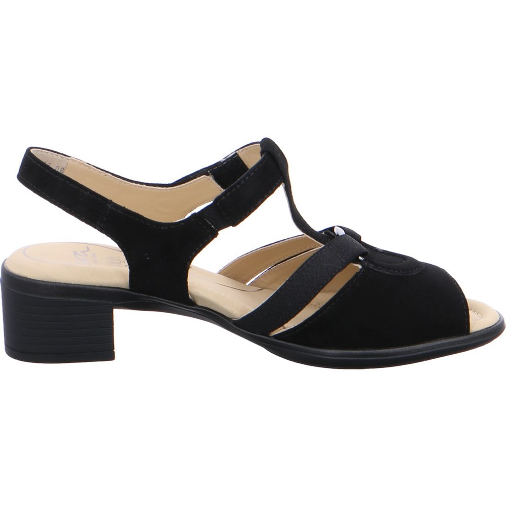 Sandales ARA Heeledals Lugano Noir Femme | EYI-71927981