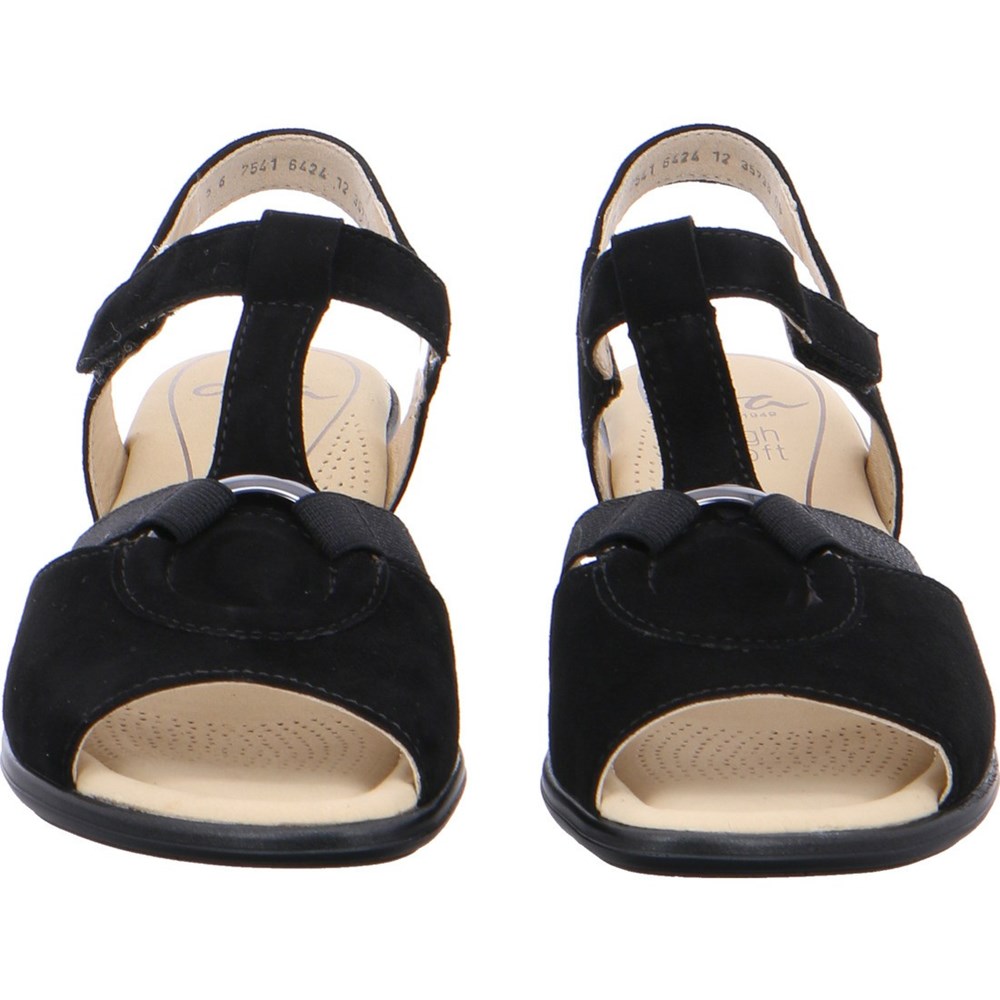 Sandales ARA Heeledals Lugano Noir Femme | EYI-71927981